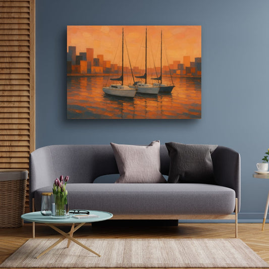 Canvas Print: Sailboats at Sunset