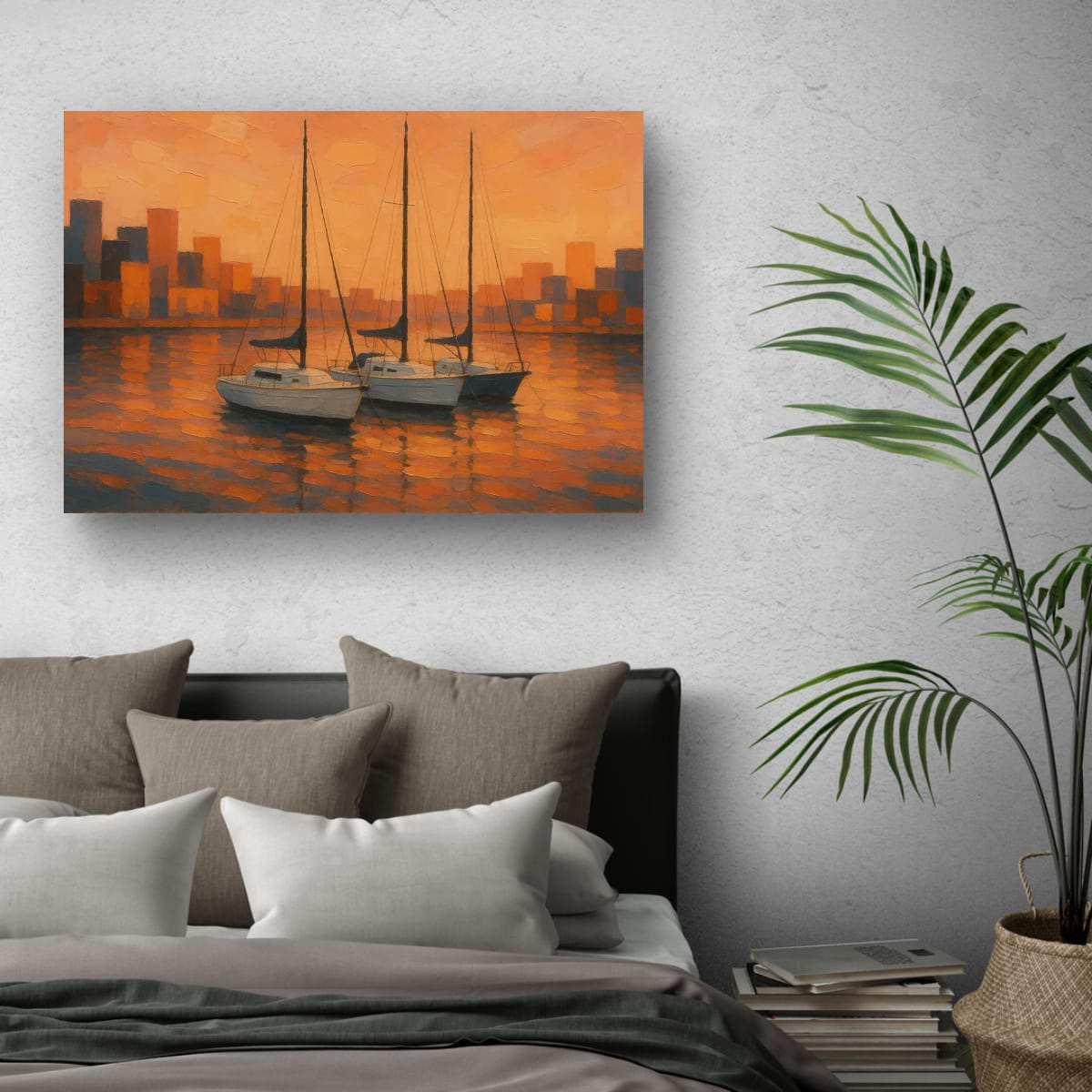 Canvas Print: Sailboats at Sunset