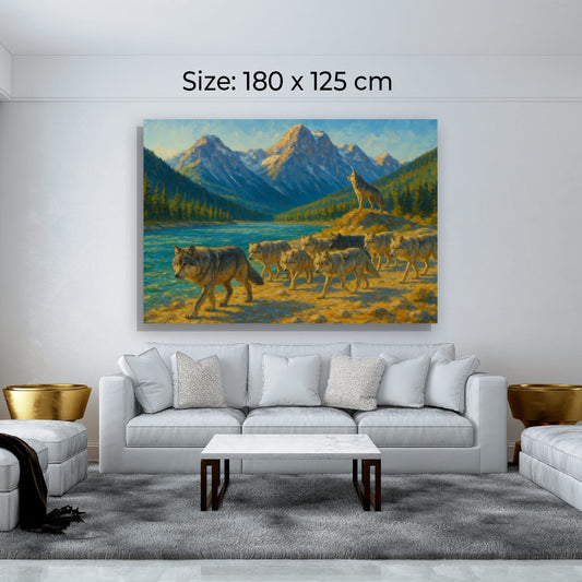 Canvas Print: Canadian Wolf Pack on the Move