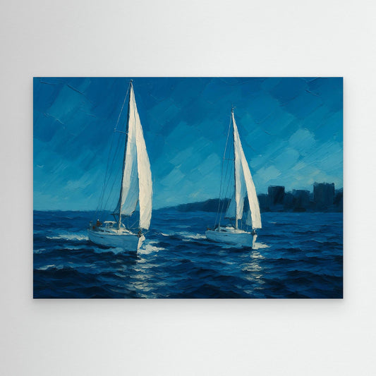 Canvas Print: Sailboats on the Open Sea
