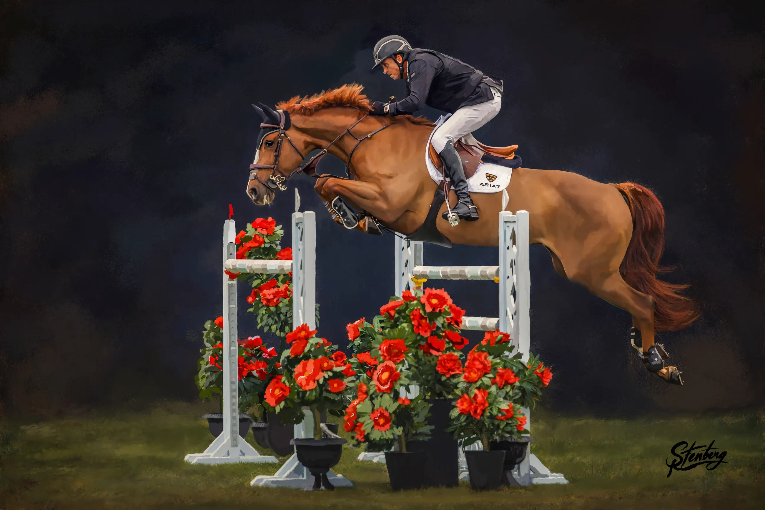 Trevor Breen mid-jump — digitally hand-painted by Rolf Stenberg