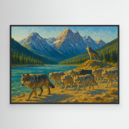 Canvas Print: Canadian Wolf Pack on the Move