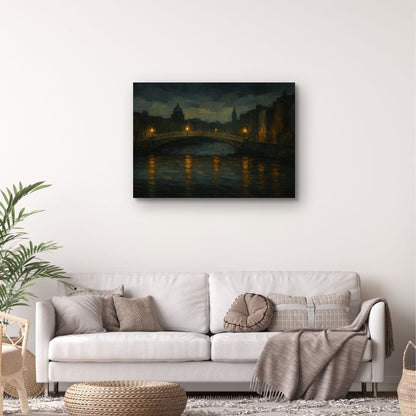Canvas Print: Ha’penny Bridge at Night