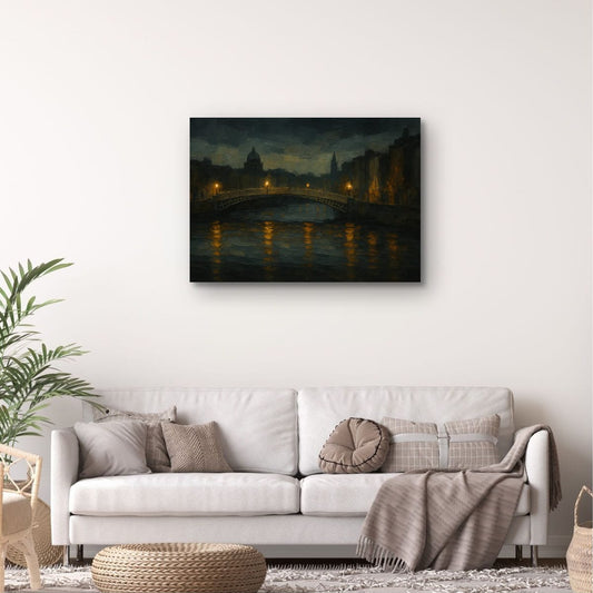 Canvas Print: Ha’penny Bridge at Night