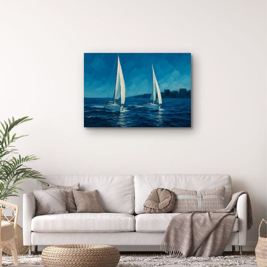 Canvas Print: Sailboats on the Open Sea