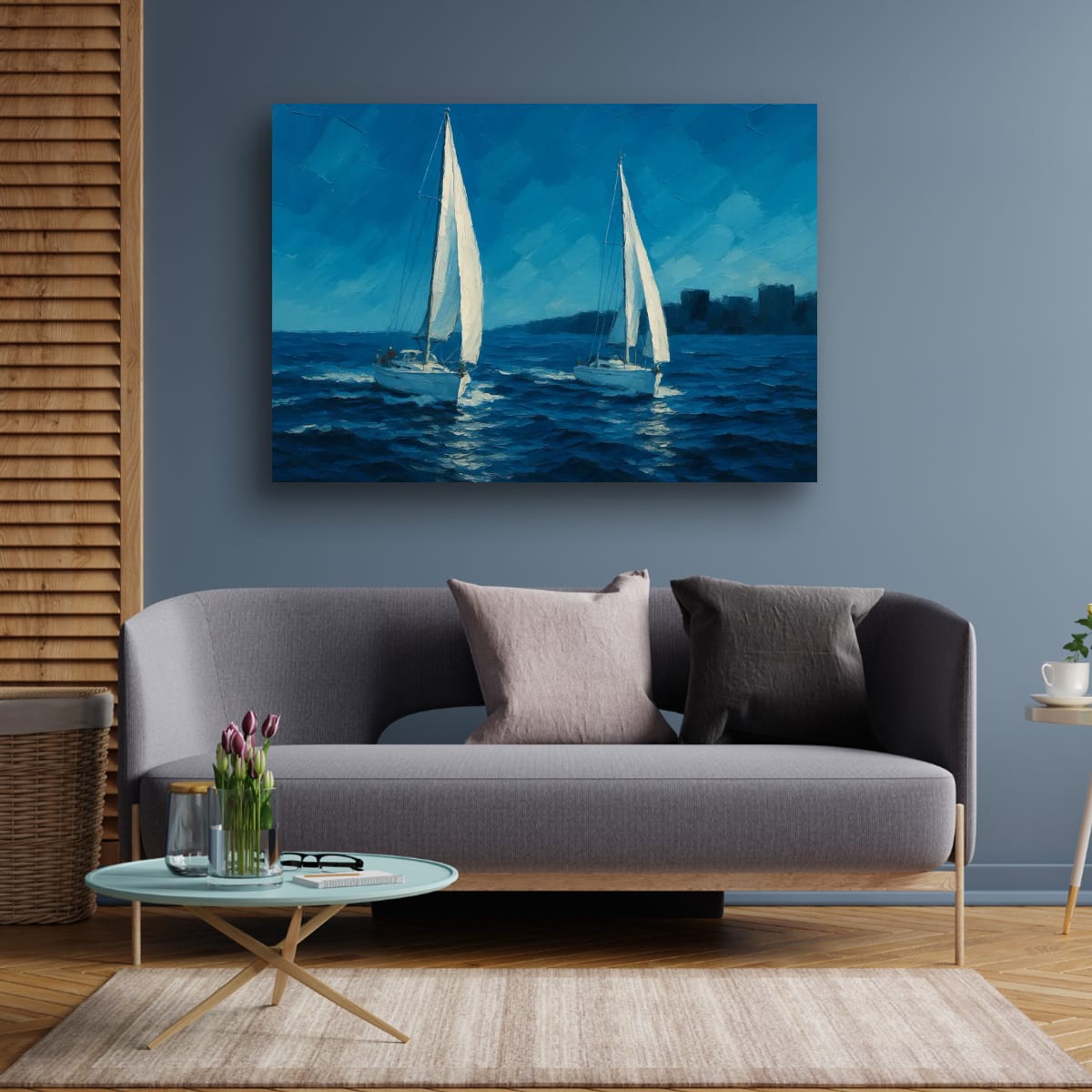 Canvas Print: Sailboats on the Open Sea