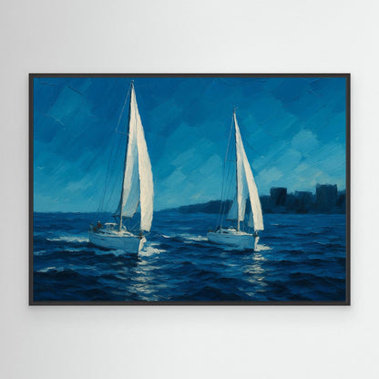 Canvas Print: Sailboats on the Open Sea
