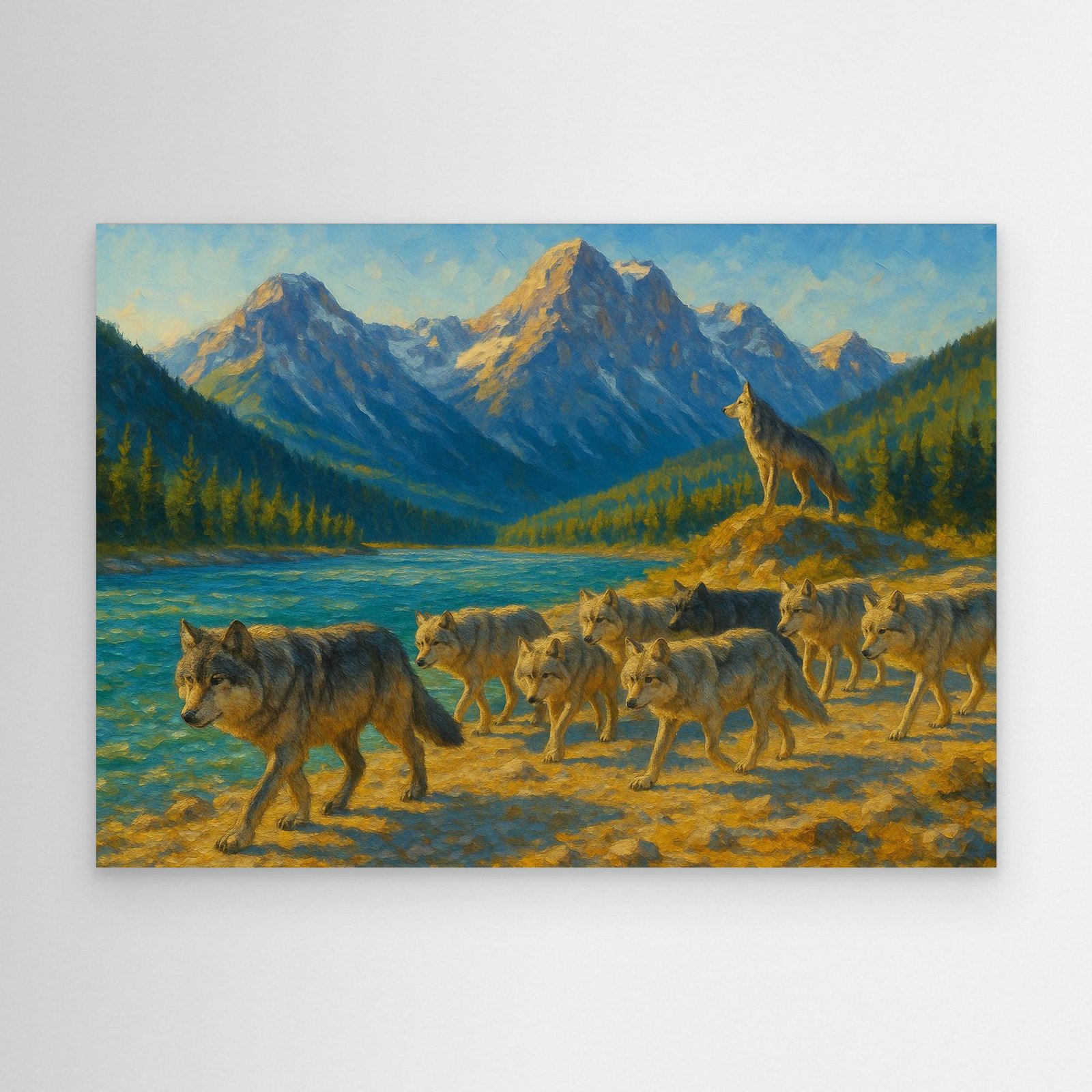 Canvas Print: Canadian Wolf Pack on the Move