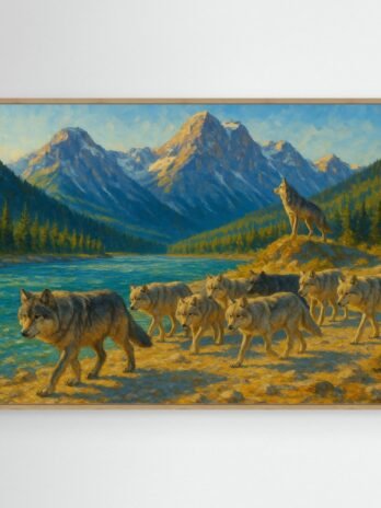 Canvas Print: Canadian Wolf Pack on the Move
