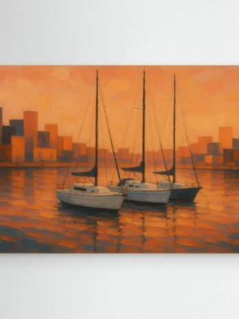 Canvas Print: Sailboats at Sunset