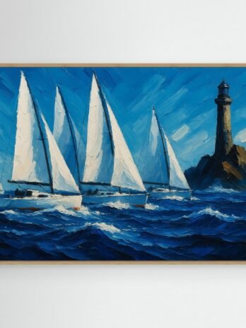Canvas Print: Sailboat Regatta at the Lighthouse